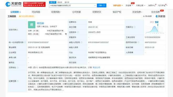 中國電信成立醫(yī)療健康科技公司 布局人工智能理論與算法軟件開發(fā)新賽道